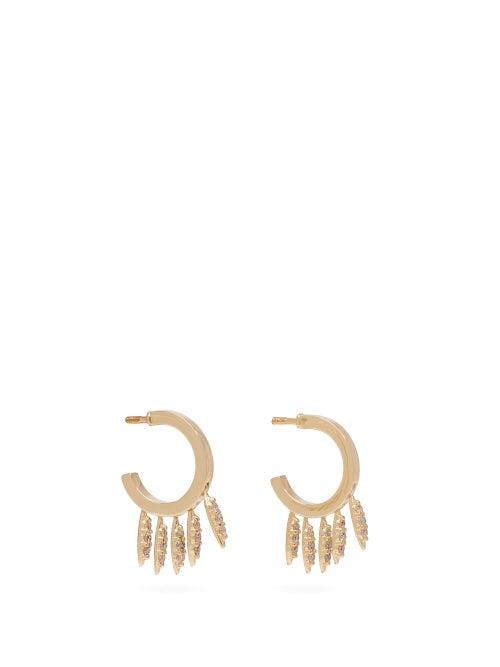 Matchesfashion.com Ileana Makri - Grass Fringe Diamond And 18kt Gold Earrings - Womens - Yellow Gold