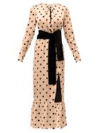 Matchesfashion.com Raquel Diniz - Teresa Polka Dot Print Silk Dress - Womens - Camel