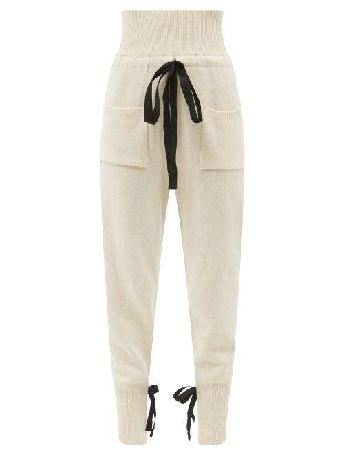 La Fetiche - Tina Drawstring Wool-knit Track Pants - Womens - Ivory