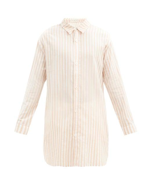 Matchesfashion.com Smr Days - Striped Longline Cotton Tunic Shirt - Mens - Pink Multi