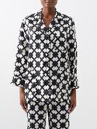 Gucci - Rhombus-print Silk-twill Shirt - Womens - Black White