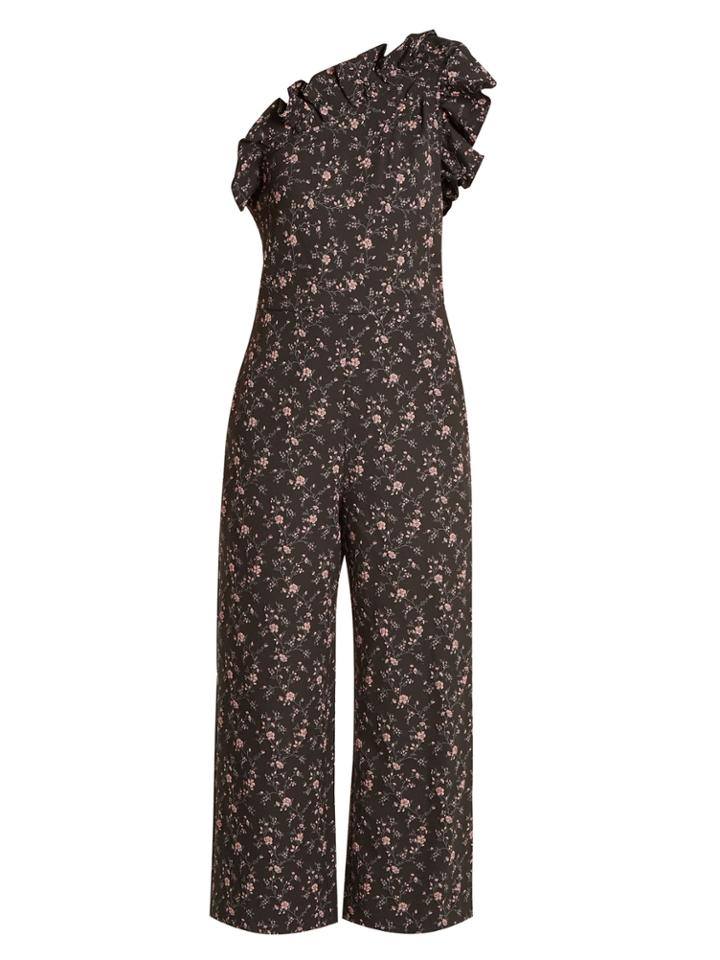 Rebecca Taylor One-shoulder Floral-jacquard Jumpsuit