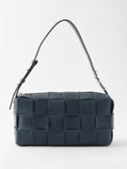 Bottega Veneta - Brick Cassette Intrecciato-leather Shoulder Bag - Womens - Navy