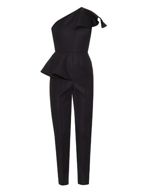 Msgm Ruffled One-shoulder Slim-leg Jumpsuit