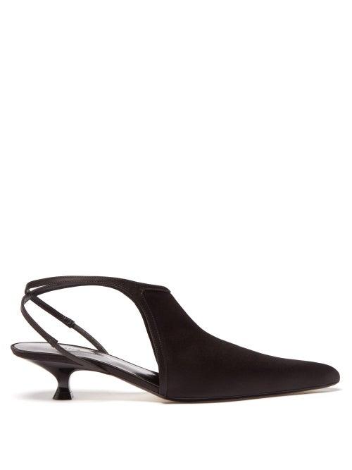 Khaite - Lafayette Point-toe Suede Slingback Pumps - Womens - Black