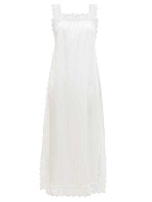 Matchesfashion.com Sir - Aries Chantilly-lace And Silk-charmeuse Dress - Womens - White