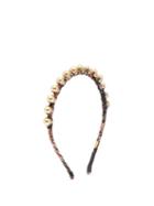 Matchesfashion.com Etro - Faux Pearl Paisley Print Silk Headband - Womens - Gold