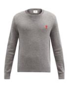 Matchesfashion.com Ami - Ami De Caur-logo Merino-wool Sweater - Mens - Grey