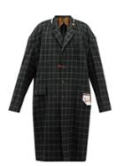 Mihara Yasuhiro - Oversized Checked Wool Overcoat - Mens - Green