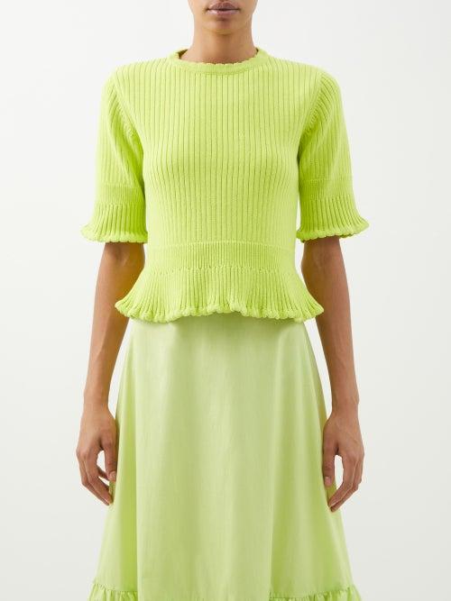 Molly Goddard - Evanne Ribbed Cotton Top - Womens - Lime
