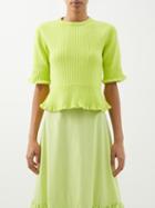 Molly Goddard - Evanne Ribbed Cotton Top - Womens - Lime
