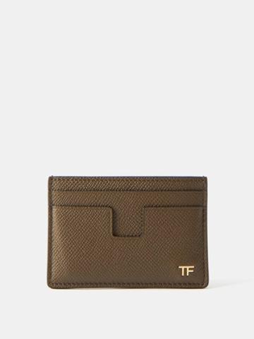 Tom Ford - T-line Leather Cardholder - Mens - Khaki