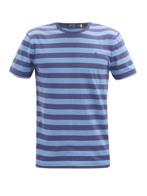 Matchesfashion.com Polo Ralph Lauren - Striped Logo-embroidered Cotton-jersey T-shirt - Mens - Navy Multi
