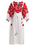 Matchesfashion.com Vita Kin - Tokay Floral Embroidered Linen Dress - Womens - White Multi
