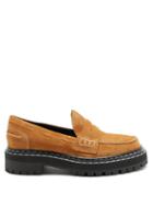 Matchesfashion.com Proenza Schouler - Topstitched Suede Penny Loafers - Womens - Tan
