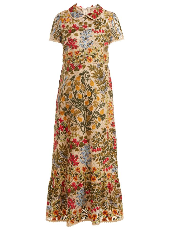Redvalentino Floral-embroidered Macram Dress