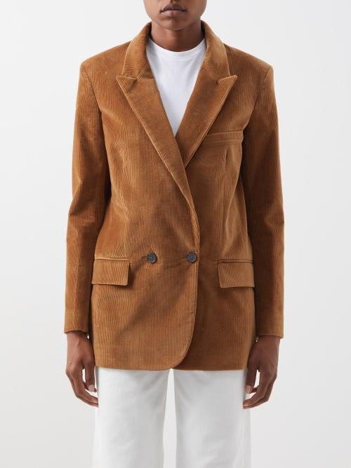 Frame - Double-breasted Cotton-blend Corduroy Blazer - Womens - Camel