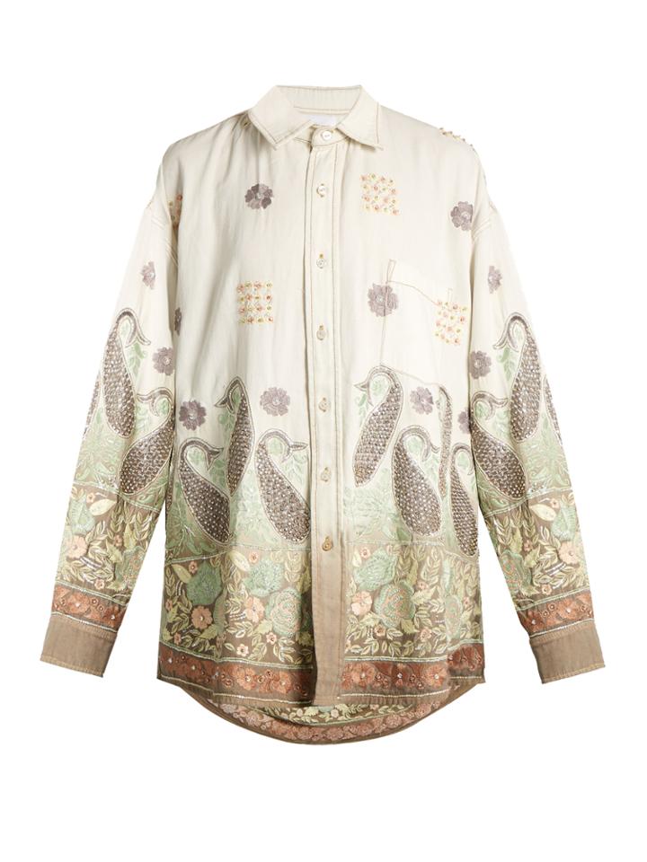 Ashish Oversized Paisley-embroidered Cotton Shirt