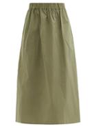 Matchesfashion.com Belize - Amia Cotton-poplin Midi Skirt - Womens - Green