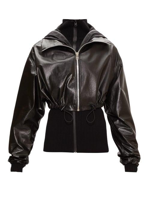 Matchesfashion.com Bottega Veneta - Layered Cropped Leather Jacket - Womens - Black