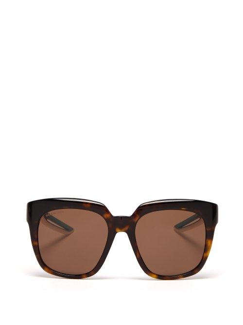 Matchesfashion.com Balenciaga - Tortoiseshell Effect Acetate And Rubber Sunglasses - Womens - Tortoiseshell