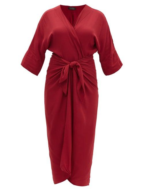 Matchesfashion.com Haight - Ana Knotted Crepe Cover Up - Womens - Burgundy