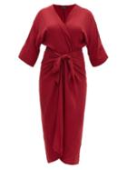 Matchesfashion.com Haight - Ana Knotted Crepe Cover Up - Womens - Burgundy