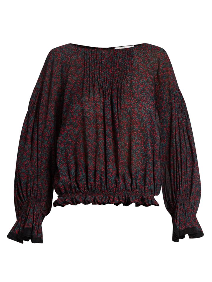 Chloé Cherry-print Cotton And Silk-blend Crepon Top