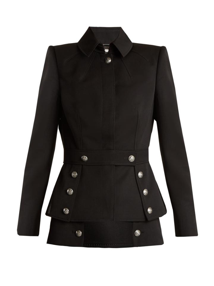Alexander Mcqueen Military-button Grain De Poudre Jacket