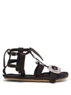 Matchesfashion.com Acne Studios - Western-buckle Suede Gladiator Sandals - Womens - Black