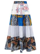 Matchesfashion.com Rianna + Nina - Kendima Printed Cotton-volant Midi Skirt - Womens - Blue Multi