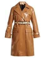 Matchesfashion.com Diane Von Furstenberg - Contrast Belt Vinyl Trench Coat - Womens - Tan