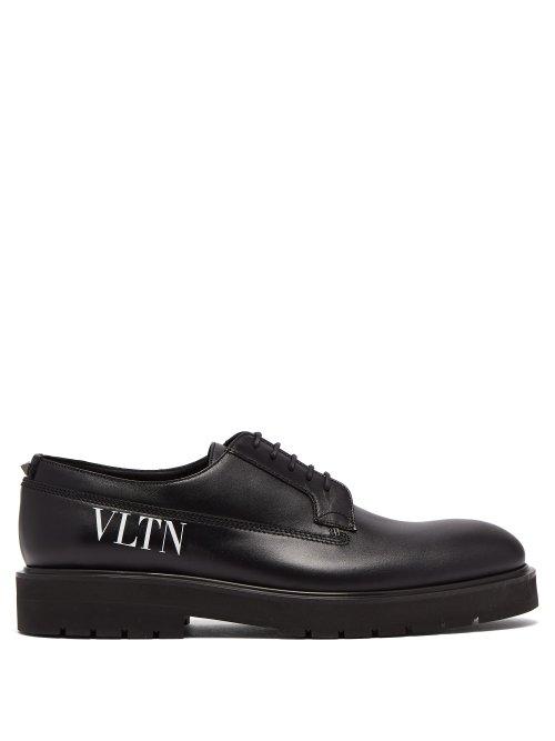 Matchesfashion.com Valentino - Vltn Leather Derby Shoes - Mens - Black