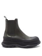 Matchesfashion.com Alexander Mcqueen - Tread-sole Leather Chelsea Boots - Womens - Black Khaki
