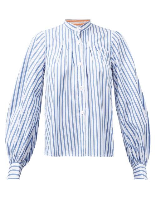 Thierry Colson - Yana Striped Cotton-twill Blouse - Womens - Navy Stripe