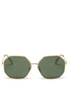 Matchesfashion.com Celine Eyewear - Squared Metal Sunglasses - Womens - Gold