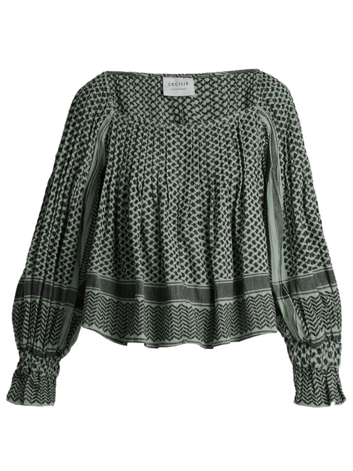 Cecilie Copenhagen Square-neck Scarf-jacquard Cotton Top