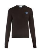 Matchesfashion.com Prada - Logo Intarsia Wool Sweater - Womens - Black