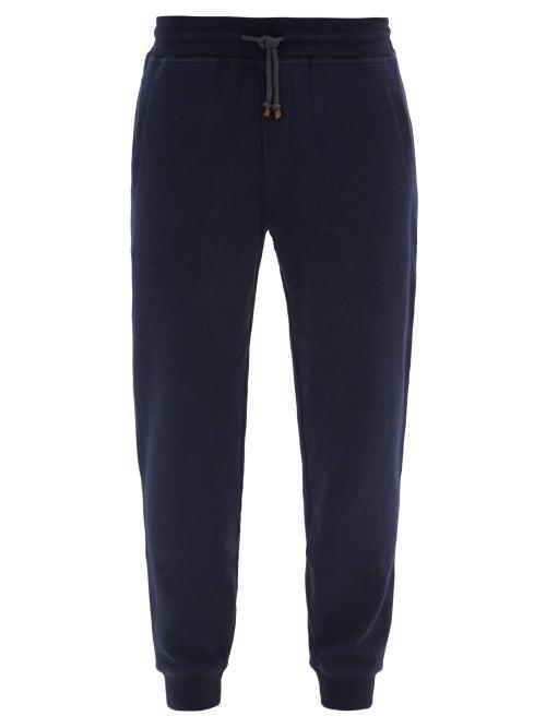 Matchesfashion.com Brunello Cucinelli - Slim-fit Cotton-blend Jersey Track Pants - Mens - Navy