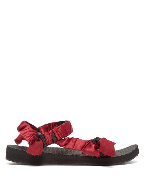 Matchesfashion.com Arizona Love - Trekky Satin Wrapped Velcro Strap Sandals - Womens - Burgundy