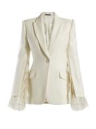 Matchesfashion.com Alexander Mcqueen - Lace Trimmed Single Breasted Crepe Blazer - Womens - Ivory