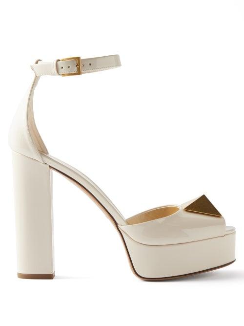 Valentino Garavani - Roman Stud Leather Platform Sandals - Womens - Ivory