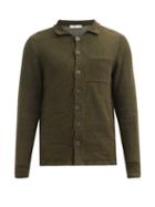 Matchesfashion.com Inis Mein - Point-collar Knitted-linen Cardigan - Mens - Khaki