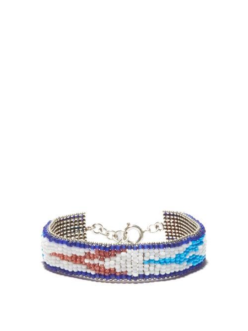 Isabel Marant - Ikat Beaded Bracelet - Mens - White Silver