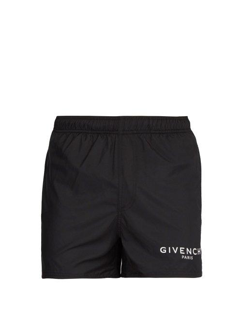 Matchesfashion.com Givenchy - Logo Printed Swim Shorts - Mens - Black