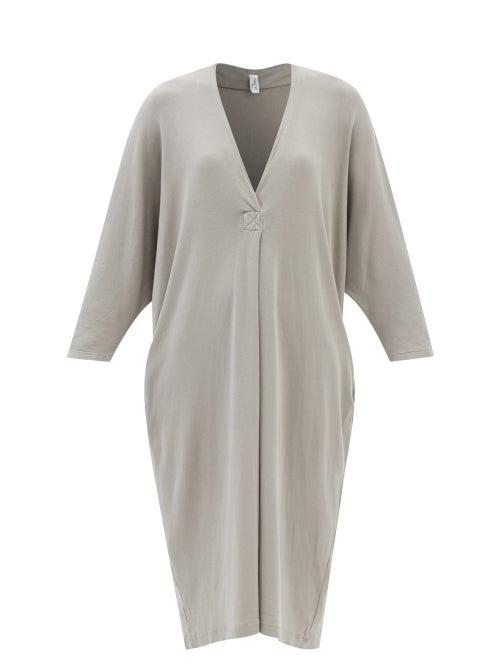 Domi - Batwing-sleeve Cotton T-shirt Dress - Womens - Light Grey