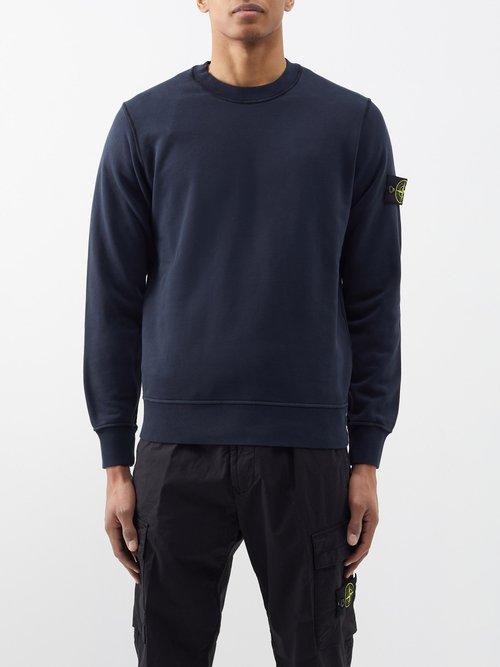Stone Island - Cotton Fleece-jersey Sweatshirt - Mens - Blue Navy