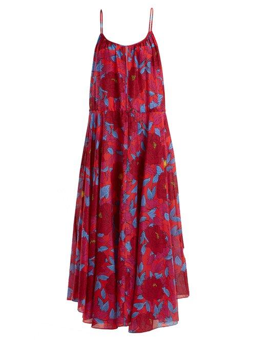 Matchesfashion.com Diane Von Furstenberg - Floral Print Cotton And Silk Blend Dress - Womens - Pink Print