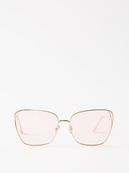 Dior - Missdior B2u Square Metal Sunglasses - Womens - Light Pink