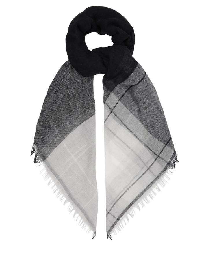 Max Mara Wool And Cotton-blend Checked Scarf